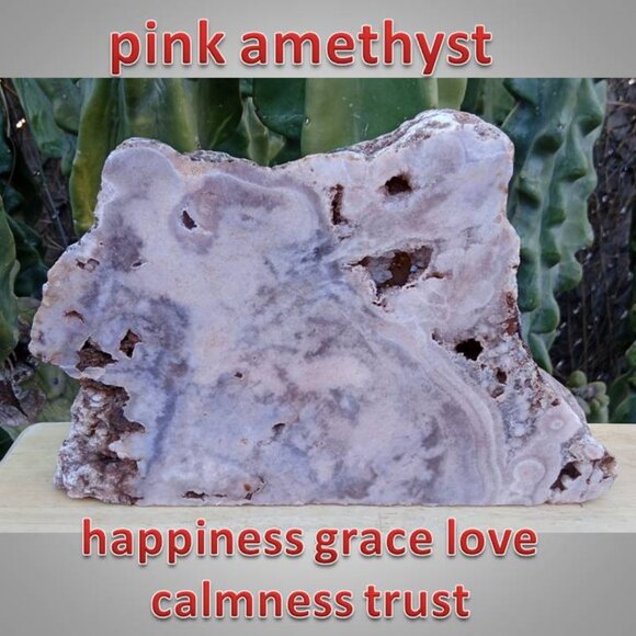 9" PINK AMETHYSTfree standing stone rock crystal 01 Calmness trusthappiness